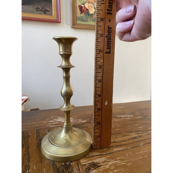 Vintage Brass Candlestick Holder 6" Tall Elegant Design Rustic Patina Home Decor - Picture 2 of 5
